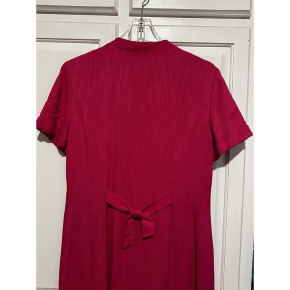Adrianna Papell Dress Size 10 Maxi Button Down Hot Pink A-line Church Wedding - Picture 10 of 12